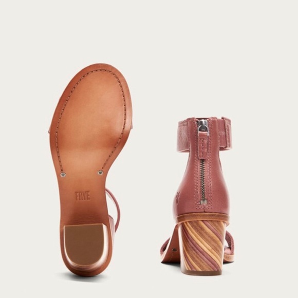 Frye Mauve Pink Brielle Zip Cute Block Ankle Heels - Picture 4 of 9